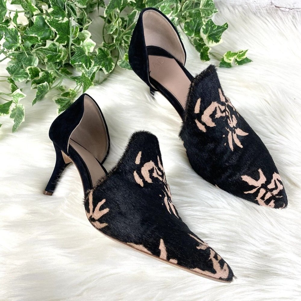 Chic Black and Tan Patterned Heels